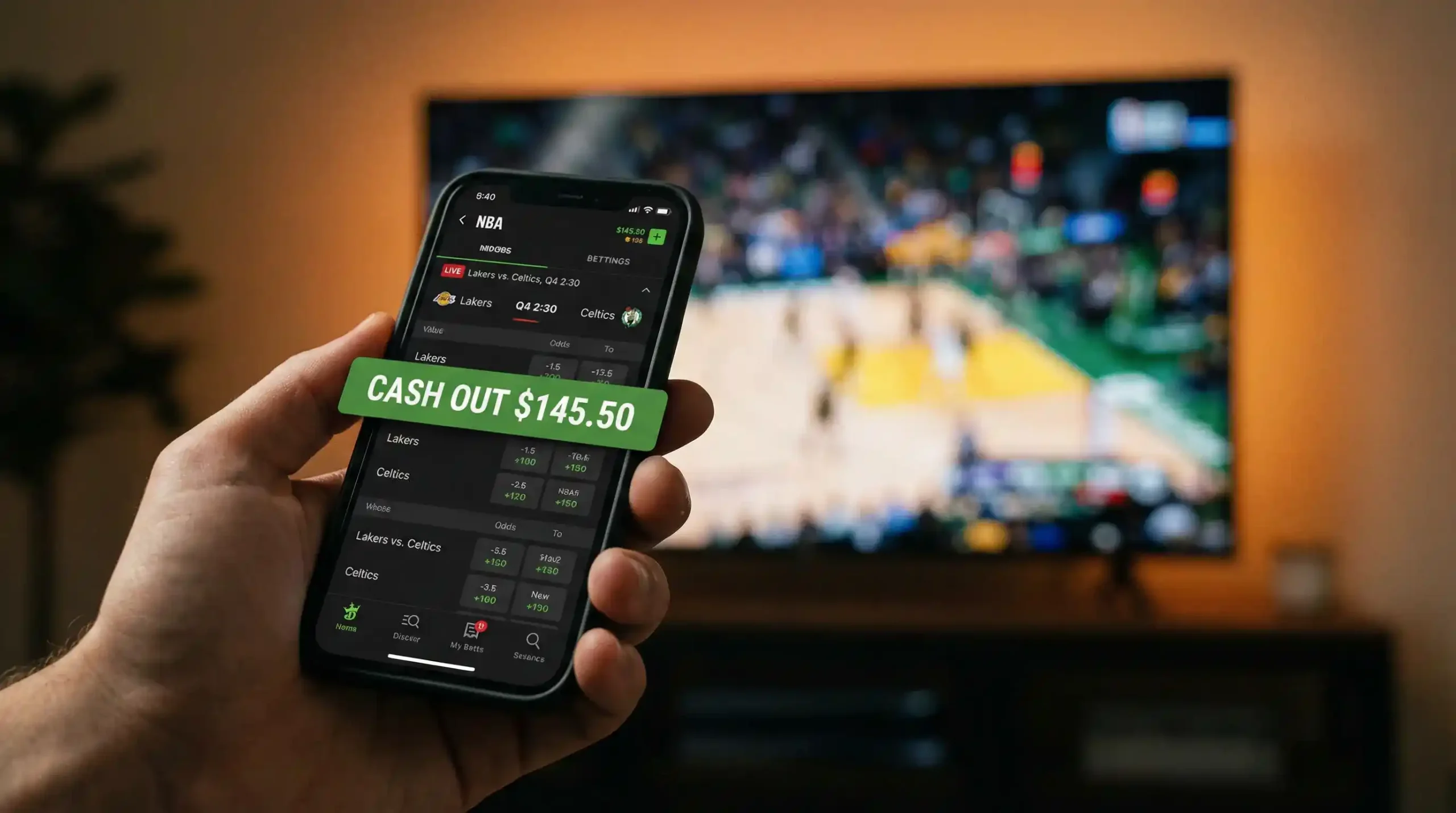 Decisão de cash out em apostas de basquetebol NBA com análise de cenários